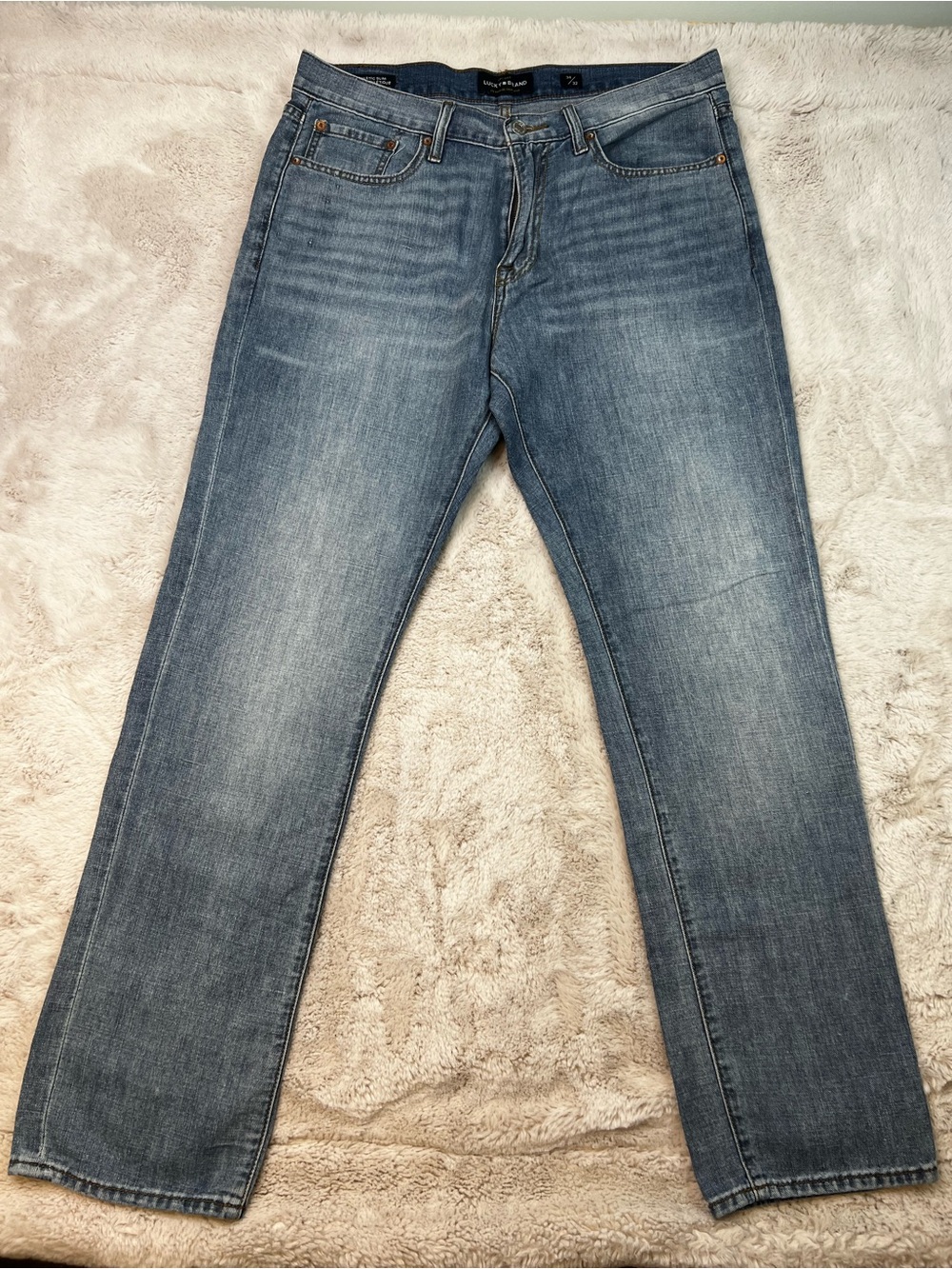 Lucky Brand 410 Athletic Slim Classic Straight Leg Jeans Mens 34x32 Cotton Linen